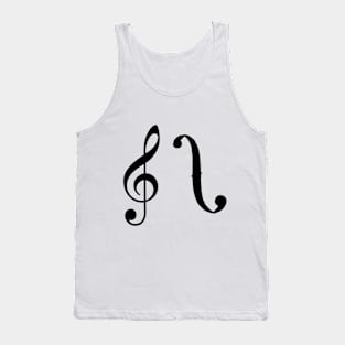 G clef and F (Black) Tank Top